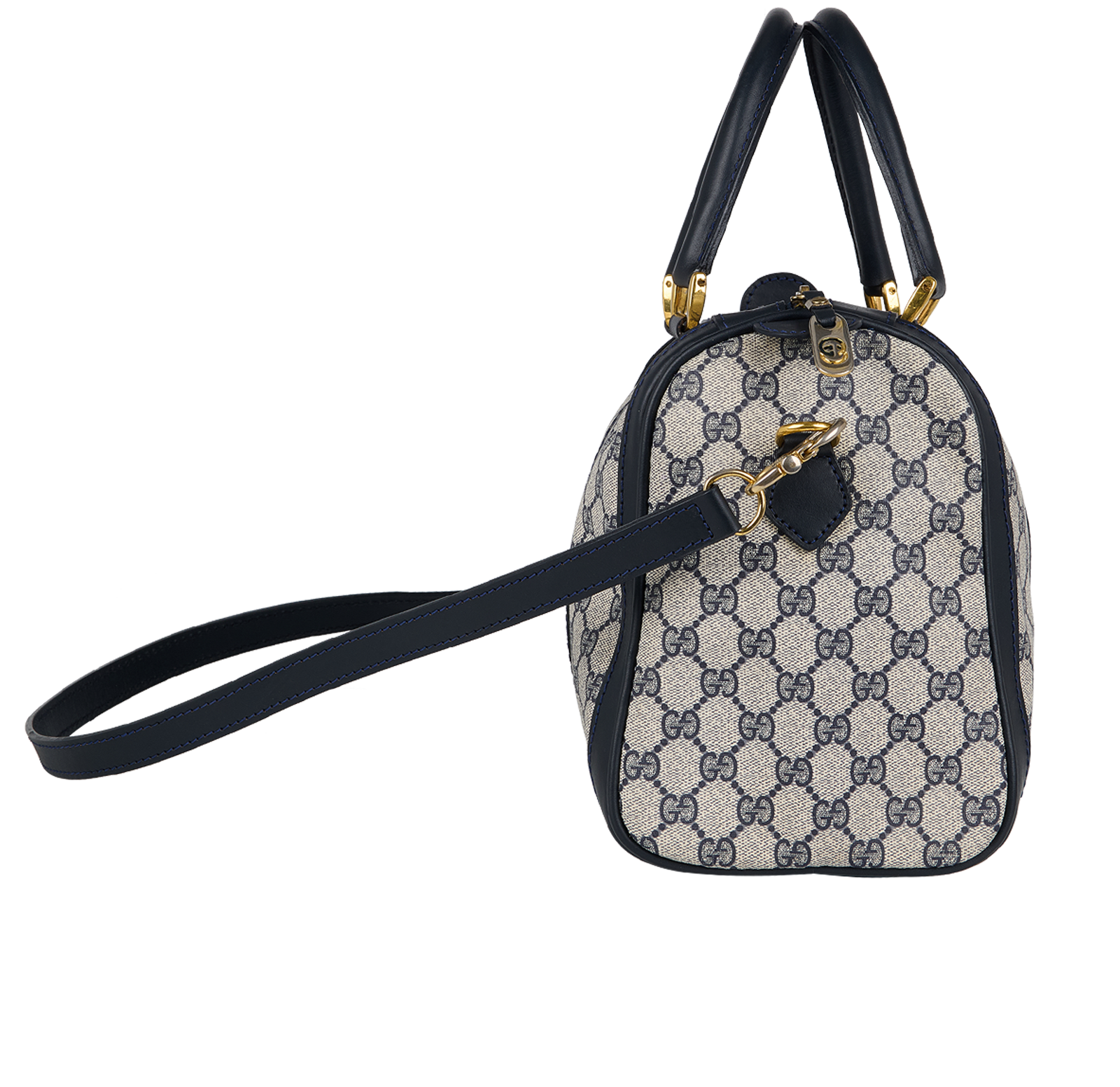 GG Supreme Small Duffle, &pound;550, Handbags, Beige/Blue, Coated Canvas, Side view